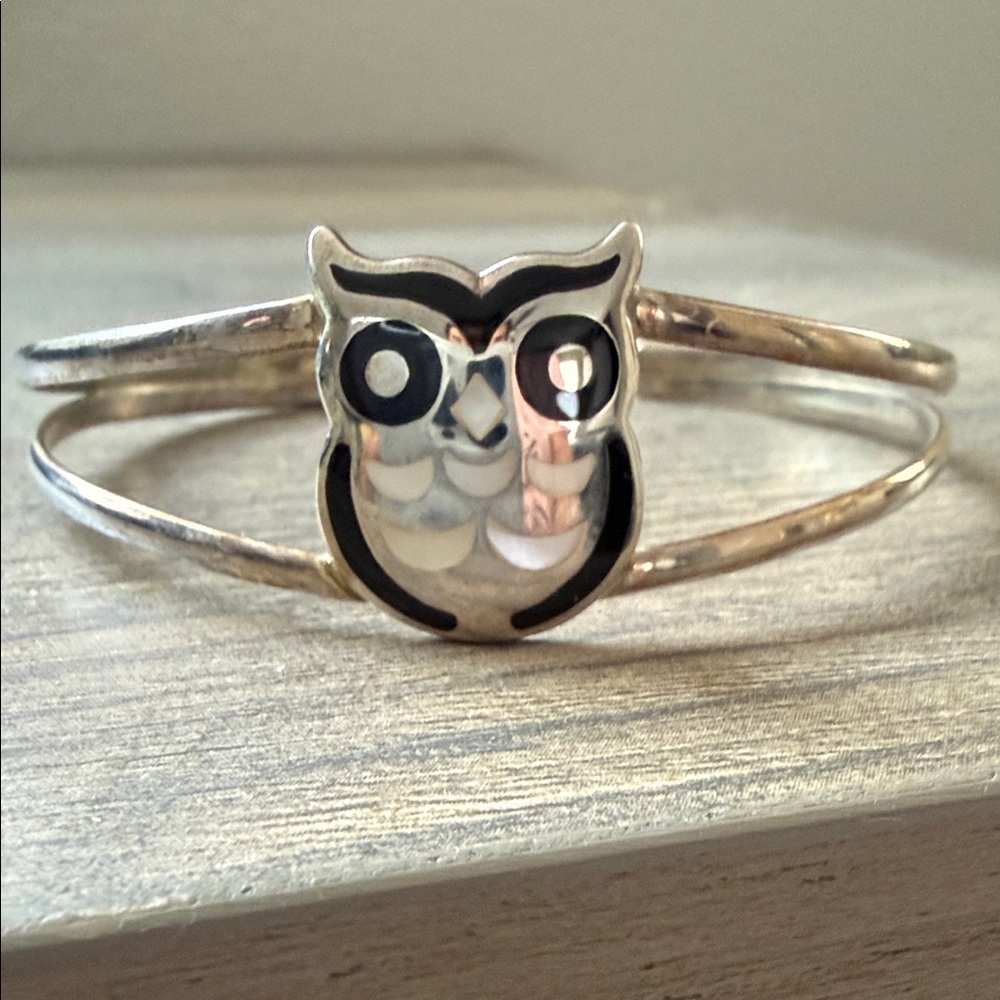 925 Silver Owl Cuff Bracelet